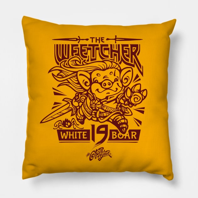 The Weetcher: White Boar Pillow by fonch