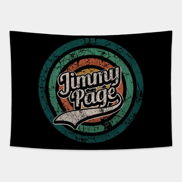 Jimmy Page // Retro Circle Crack Vintage Tapestry by People Mask