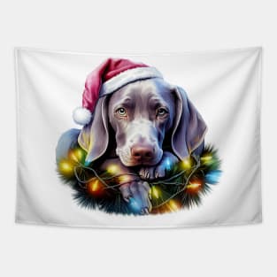 Lazy Weimaraner Dog at Christmas Tapestry