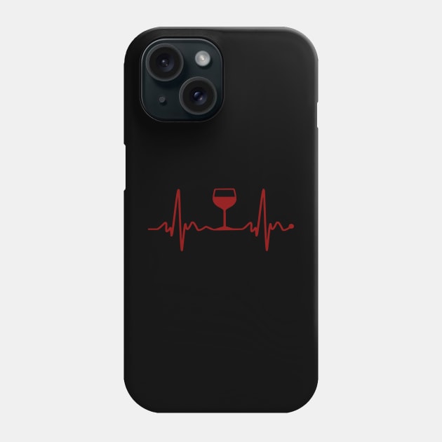 Wine Lover EKG Heartbeat Heart Healthy Red Wine Phone Case by TeeCreations