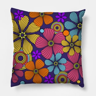 70s Retro Flower power Design Pillow