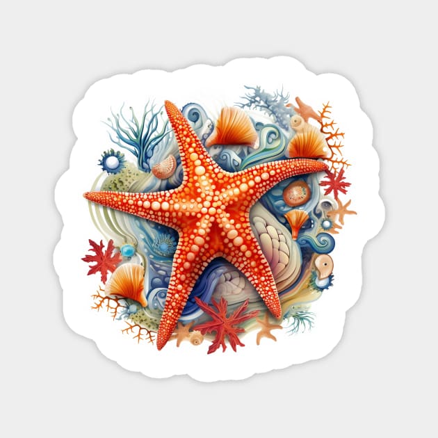 Orange Starfish Magnet by zooleisurelife