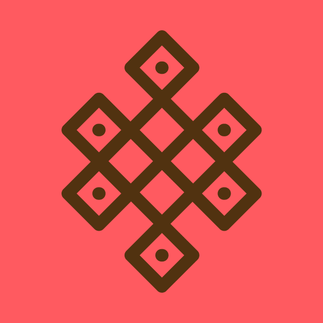 Tibetan Endless Knot - Brown by footloosefabric