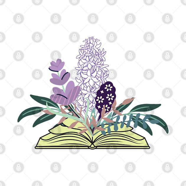 Purple Hyacinth |  Blooming Flowers Growing Out Of A Book | Illustration by Nonconformist