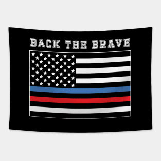 Back The Brave Thin Blue-Red Line American Flag Tapestry