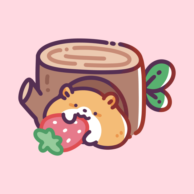 Hamster and Strawberry by Meil Can