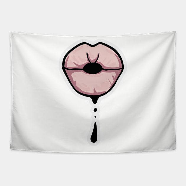 Sexy Pink Ink Lips Tapestry by ArtsByNaty