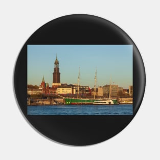 Michel, Rickmer Rickmers, Cap San Diego, ship, Elbe, harbor, evening, Hamburg, sailing ship, windjammer Pin