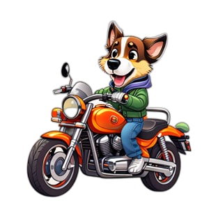 cute dog riding a motorbike 2 T-Shirt