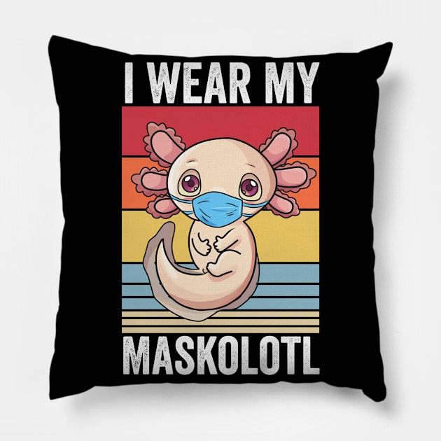 Retro 90s Axolotl Shirts Kids Boys Girls Funny Axolotl Pun Pillow by Boneworkshop