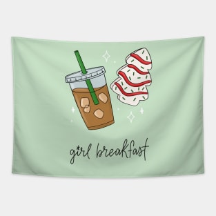 Girl Breakfast Iced Coffee Christmas Cake Tapestry