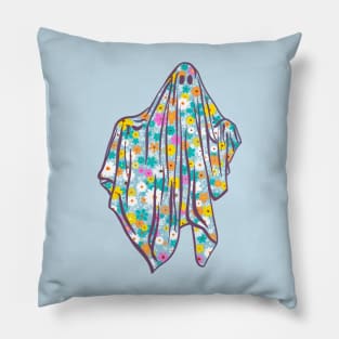 Groovy Retro Floral Ghost Pillow