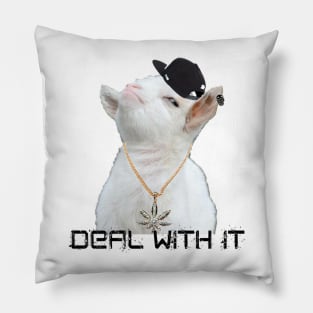 Deal With It (Smug Bastard Goat Meme) Pillow