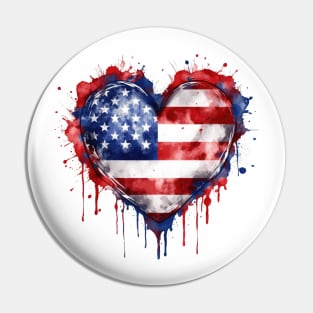 American Flag Heart Pin