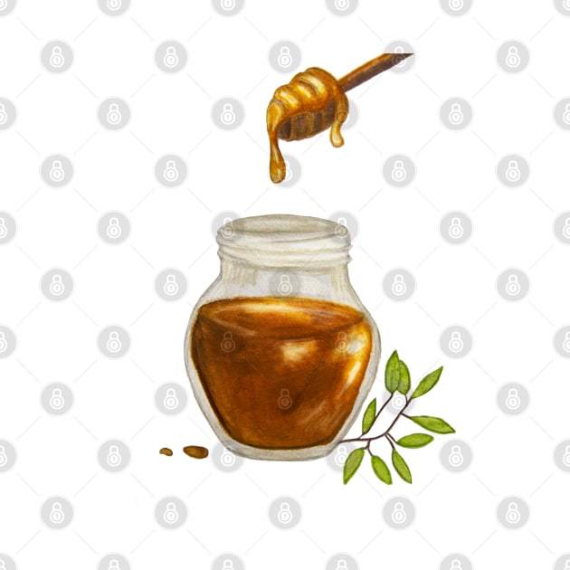 Greek honey Watercolor Illustration by Le petit fennec