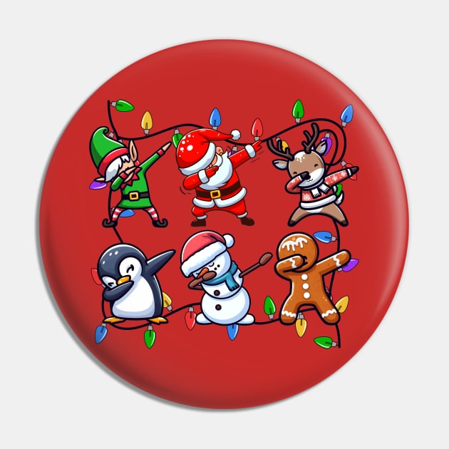 Dab Dancing Christmas Tree Lights Squad Pin by Etopix