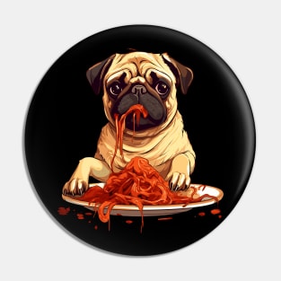 Pug Eating Pasta Pin