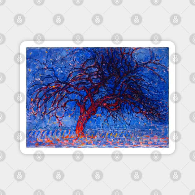 Evening; Red Tree (1909) by Piet Mondrian Magnet by Comrade Jammy