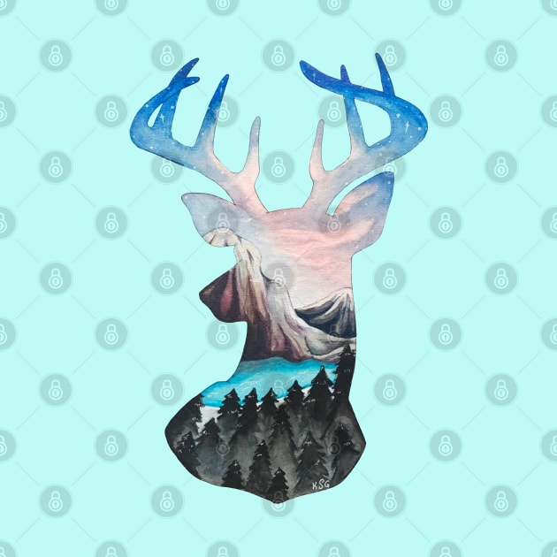 Forest Deer Head by Lady Lilac