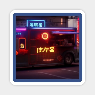 Cyberpunk Tokyo Ramen Food Truck Magnet