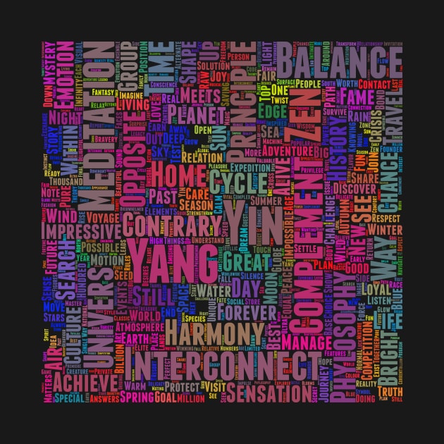 Yin Yan Interconnect Pattern Text Word Cloud by Cubebox