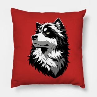 Stunning and Cool Croatian Sheepdog Monochrome and Gold Portrait for Father's Day Pillow