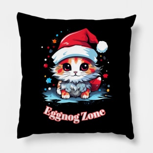 Eggnog Zone - Christmas Cat - Cute Graphic Quote Pillow