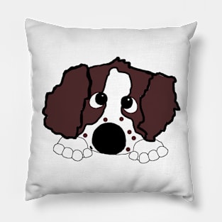 english springer spaniel liver white peeking cartoon Pillow