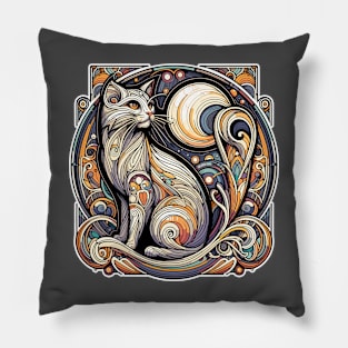 Cat Nouveau Pillow