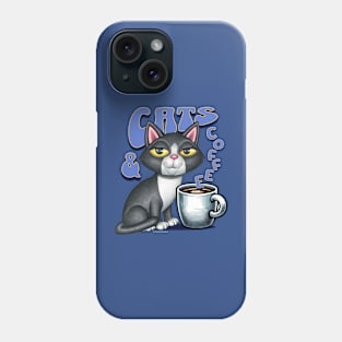 Tuxedo Black & White Cats and Coffee Phone Case