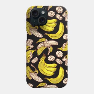 banana pattern face mask, black yellow face mask, banana Phone Case