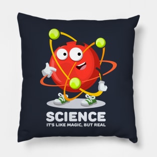 atom mascot showing himself  SCIENCE It's Like Magic, But Real Pillow