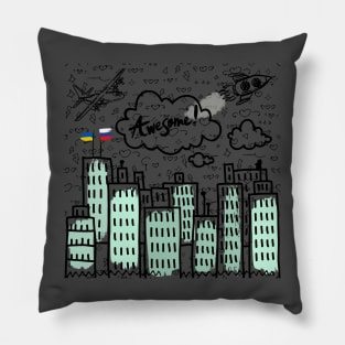 Doodle - Ukraine Russia at Peace Pillow