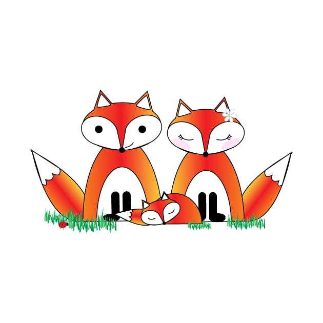 Greys's Fox Family of Three Foxes Lispe by Lispe