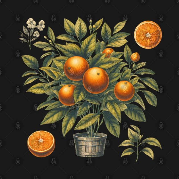 Orange Vintage Botanical by Nancy 