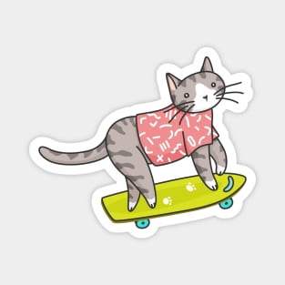 Catsville stories: skateboarding little tabby cat Magnet