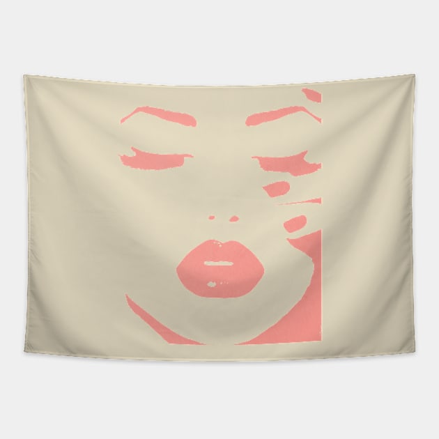 Girls face lips and eyelashes silhouette Tapestry by JulyPrints