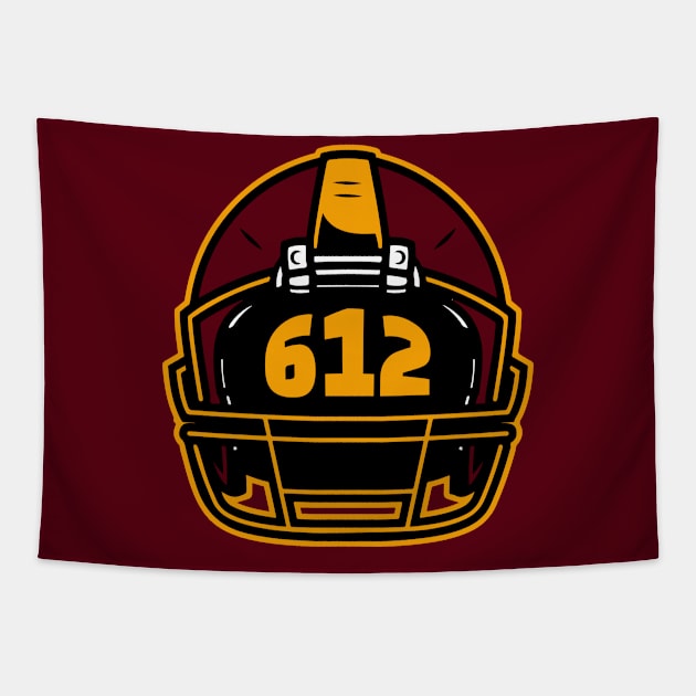 Retro Football Helmet 612 Area Code Minneapolis Minnesota Football Tapestry by SLAG_Creative