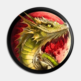 Dragon on Bloody Moon Pin