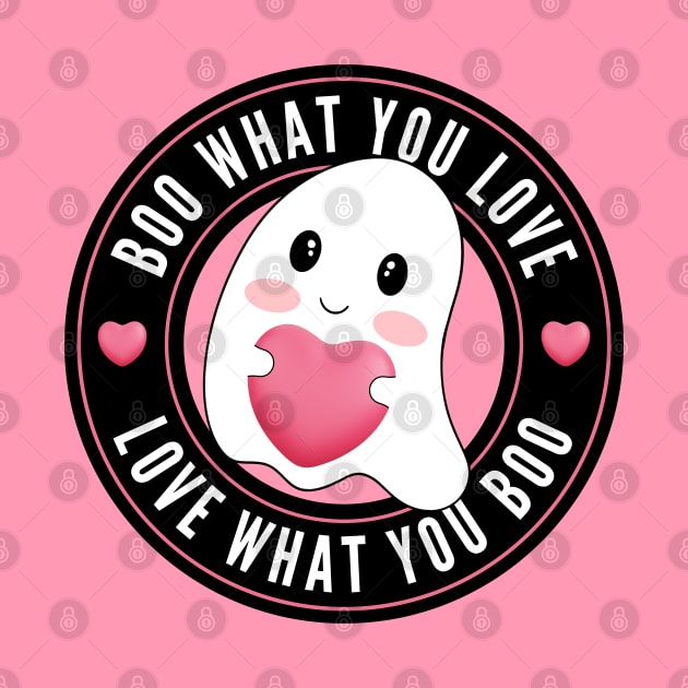 Boo What You Love | Cute Funny Ghost Halloween Motivational Quote by Auraya Studio