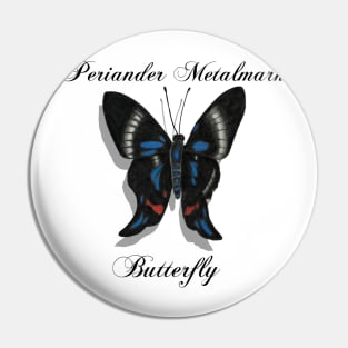 Periander Metalmark Butterfly Labeled Pin