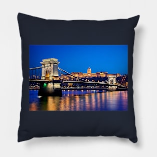 Danube & the chain bridge - Budapest Pillow