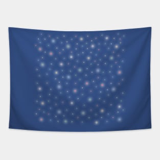 Glowing Pixel Snowstorm on Blue Tapestry