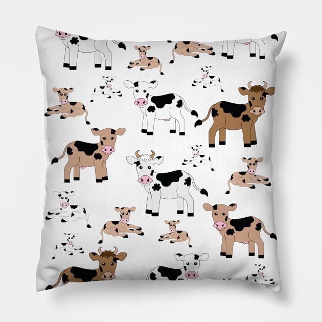 Brown and White Cows Pillow by PLLDesigns