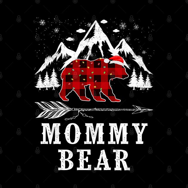 Mommy Bear Christmas Red Plaid Buffalo Family Pajama Funny by heart teeshirt