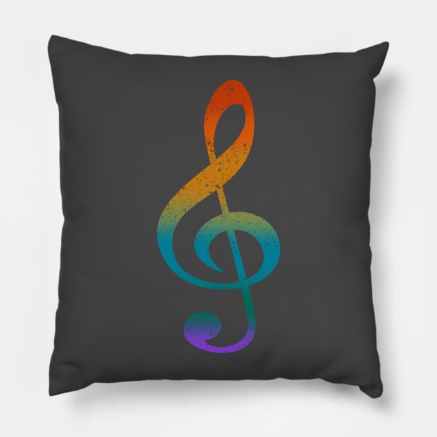 Colorful Music Note (distressed Textured) Pillow by DavidLoblaw