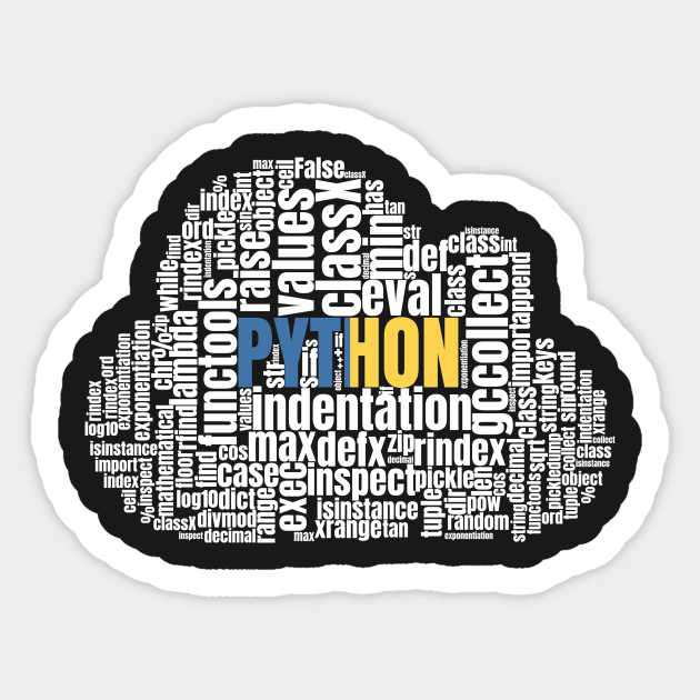 Python Word cloud t shirt for Programmers - Python Logo - Sticker ...