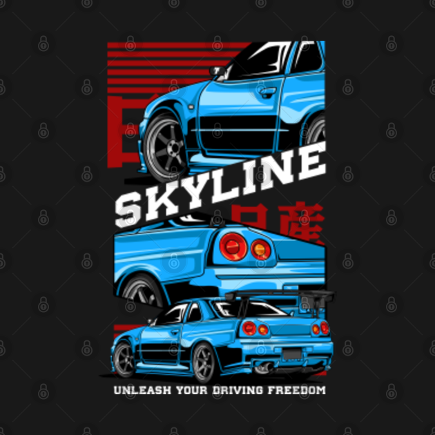 Skyline GT-R R34 JDM Car - Skyline Gt R R34 Jdm Car - T-Shirt | TeePublic