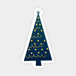 Elegant Dark Blue Golden Christmas Tree Magnet