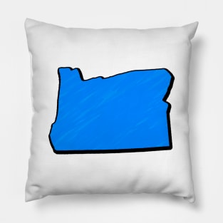 Bright Blue Oregon Outline Pillow